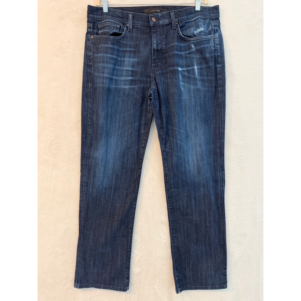 Joes Jeans Mens The Rebel Relaxed Straight Leg Dark Wash Distressed Jeans W36